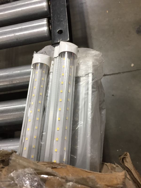 Photo 2 of 8FT LED Light Fixtures 72W, 8FT LED Shop Light 6000K Cool White Dual Side T8 V-Shape Integrated 8 Foot LED Tube Lights(150W Fluorescent Light Equivalent), 8640Lm, Clear Cover (5 Pack)
