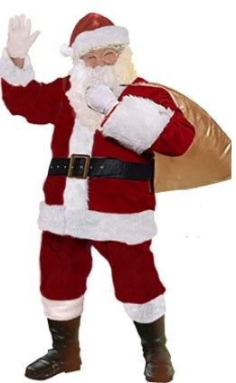 Photo 1 of 11 Pcs Men Santa Suit Accessories, Deluxe Adults Christmas Santa Claus Costume
