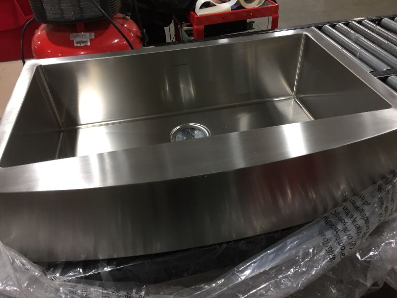 Photo 2 of American Standard Pekoe 30" Farmhouse Single Basin Stainless Steel Kitchen Sink with Basin Rack, Basket Strainer, SoundSecure+™ and StoneLock™ Technologies