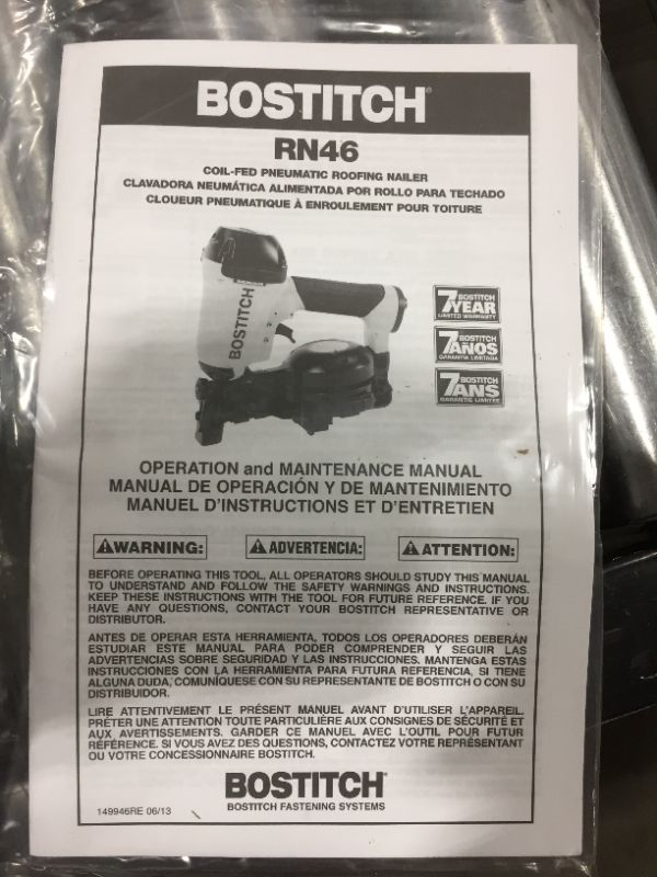 Photo 3 of BOSTITCH Coil Roofing Nailer, 1-3/4-Inch to 1-3/4-Inch (RN46)