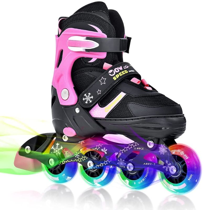 Photo 1 of Kids Inline Skates for Boys,Youth Children 4 Size Adjustable Skates with Light Up Wheels Beginner Outdoor Roller Skates Teens
SIZE M (2-5)