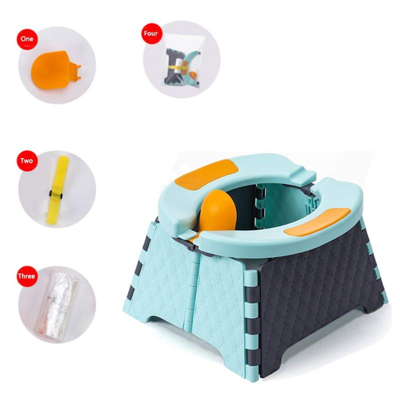 Photo 1 of Honboom Portable Potty Training Seat for Toddler | Kids Travel Potty | Foldable Toilet Seat | Baby Potty Seat for Indoor and Outdoor (Blue)
