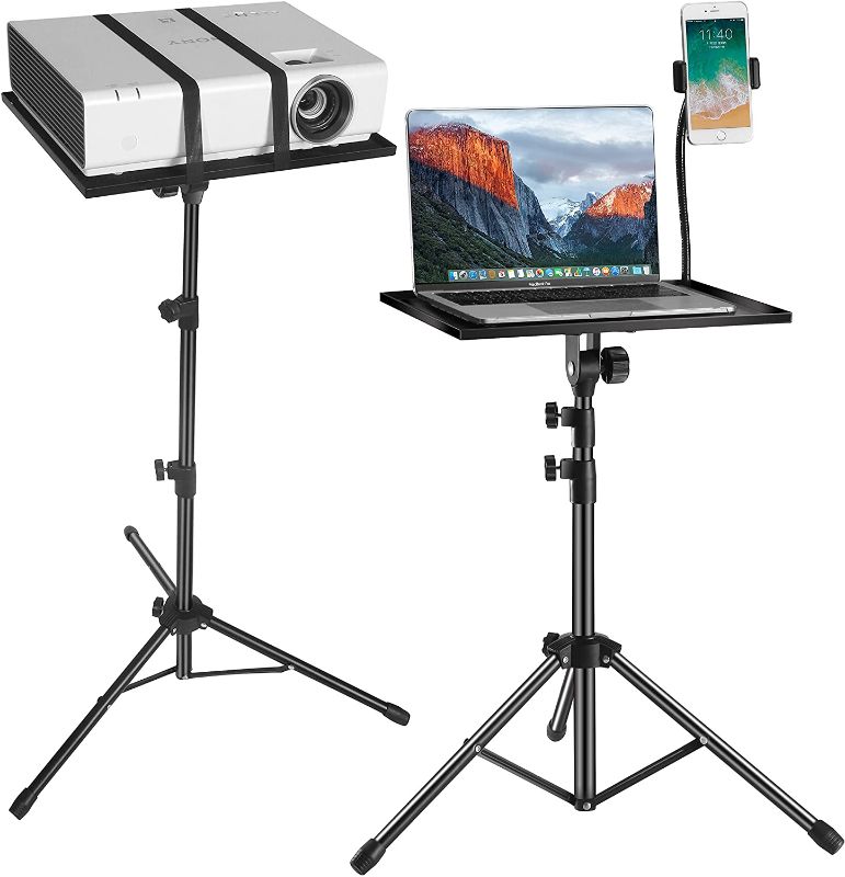 Photo 1 of Projector Tripod Stand, Foldable Laptop Tripod,Multifunctional DJ Racks/Projector Stand, Adjustable Height 17.5 to 48 Inch with Phone Holder, Perfect for Office, Home, Stage or Studio and Movies
