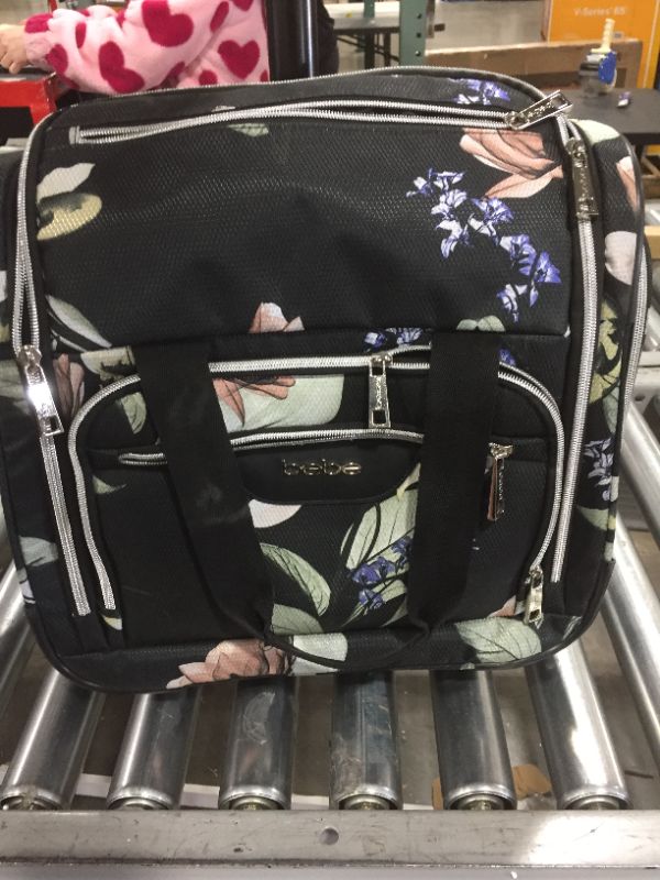 Photo 2 of BEBE Women's Valentina-Wheeled Under The Seat Carry-on Bag, Black Floral, One Size
