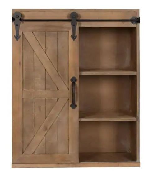 Photo 1 of Cates 8 in. x 22 in. x 28 in. Rustic Brown Wood Decorative Cabinet Wall Shelf
