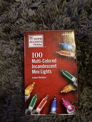 Photo 1 of 22 ft. 100-Light Mini Incandescent Multi Color String Lights with green wire
