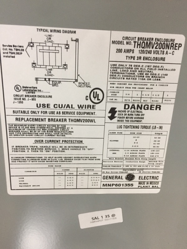 Photo 3 of GE PowerMark Gold 200 Amp 10 in. Enclosed Outdoor Circuit Breaker
