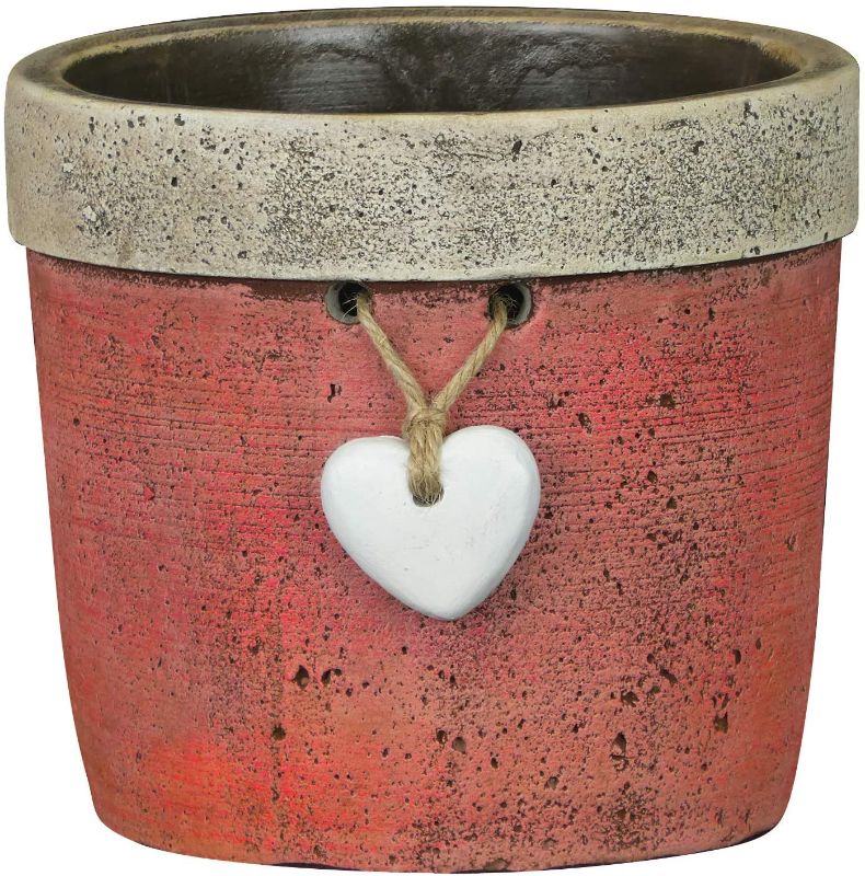 Photo 1 of Classic Home and Garden 210019-328 Heart Pot Planter, Large, Red Wash
