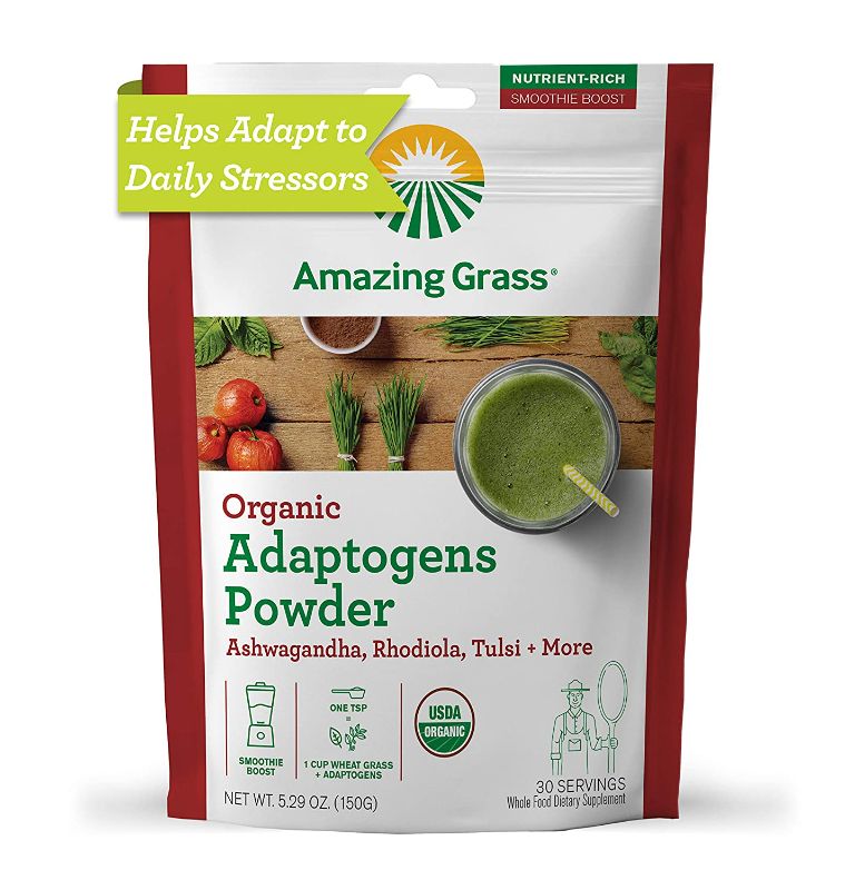 Photo 1 of Amazing Grass Adaptogens Booster: Greens Powder with Ashwagandha, Rhodiola, Chaga & Tulsi, Smoothie Booster, 30 Servings EX 08/2023
