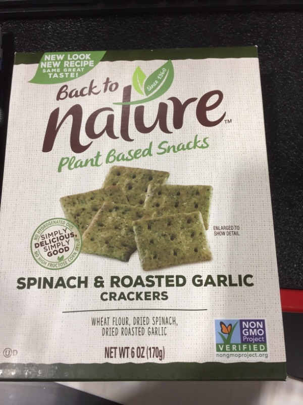 Photo 2 of Back to Nature Crackers, Non-GMO Spinach & Garlic, 6 Ounce EX 02/17/2022
