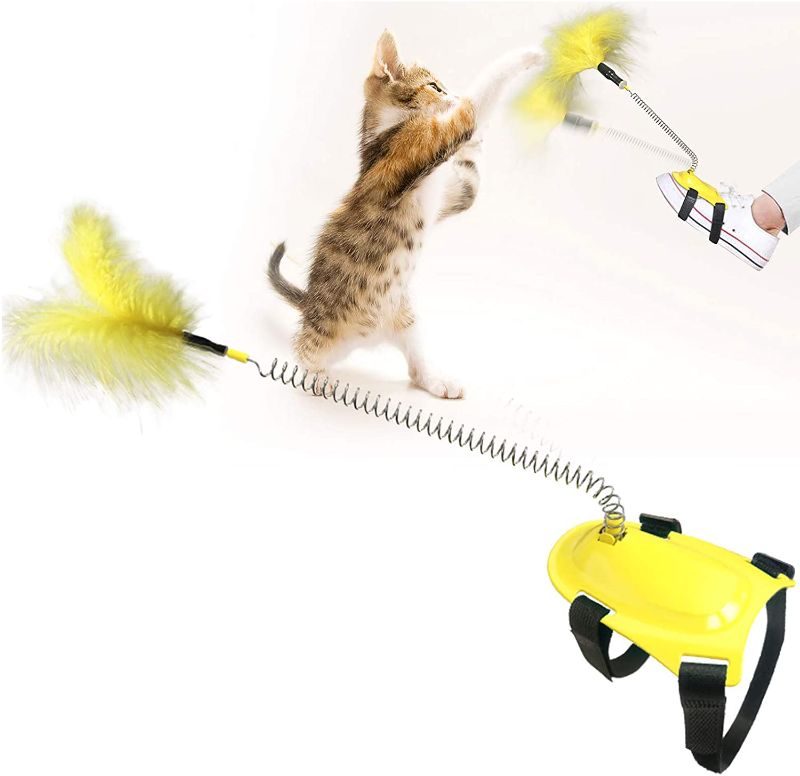 Photo 1 of Fuerlun Interactive Cat Toys, Feet Control Cat Teaser Spring Feather Toy for Indoor Cats & Kittens
