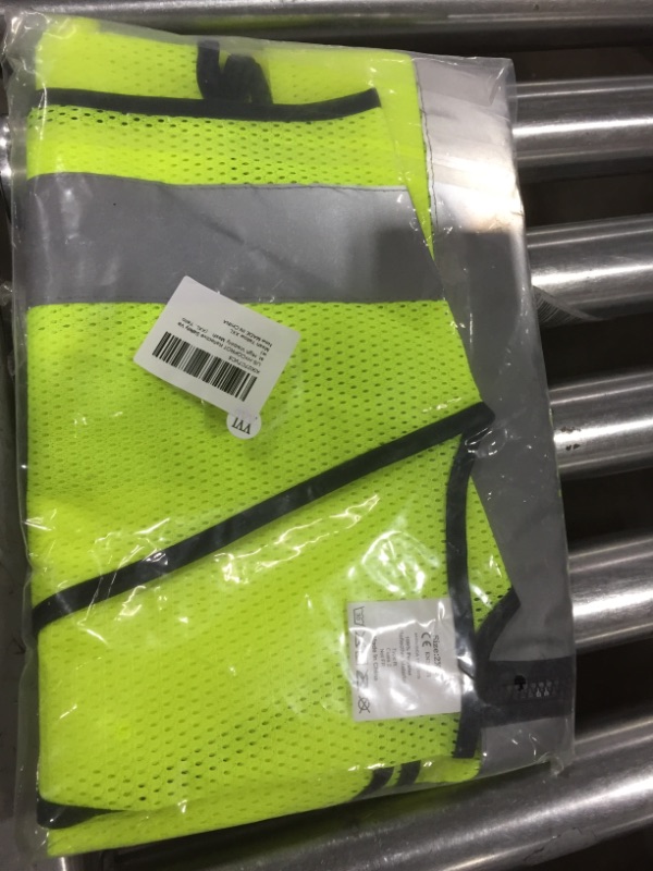 Photo 2 of HYCOPROT High Visibility Reflective Safety Vest with Pockets and Zipper Front, Neon Yellow, Meets ANSI/ISEA Standards XXL