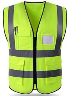 Photo 1 of HYCOPROT High Visibility Reflective Safety Vest with Pockets and Zipper Front, Neon Yellow, Meets ANSI/ISEA Standards XXL