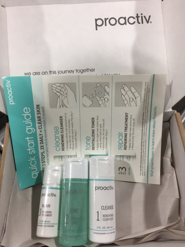 Photo 2 of  Proactiv 3 Step Acne Treatment - Benzoyl Peroxide Face Wash, Repairing Acne Spot Treatment for Face And Body, Exfoliating Toner - 0Day Complete Acne Skin Care Kit
