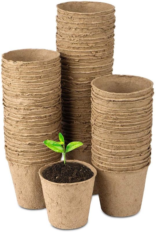 Photo 1 of 3.15 Inch Round Plant Starter Peat Pots for Seedings Organic Biodegradable Seed Starter Pots, Bulk 200 Pack …
