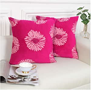 Photo 1 of Tyfitb embroidered embroidered pillowcase 2-piece set jacquard floral pattern velvet cushion cover soft 45.72 x 45.72 cm characteristic sofa pillowcase suitable for living room, sofa, bed, car, red
