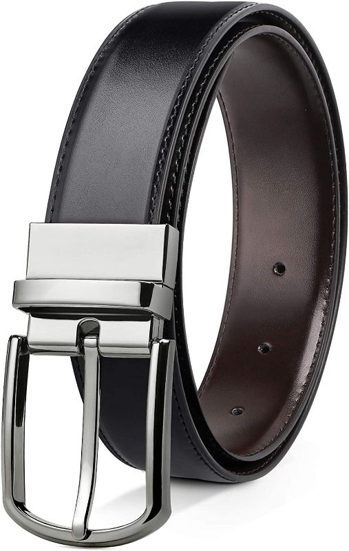 Photo 1 of Reversible Leather Belts For Men Big and Tall 32"-62" Trim To Fit With Gift-Box
