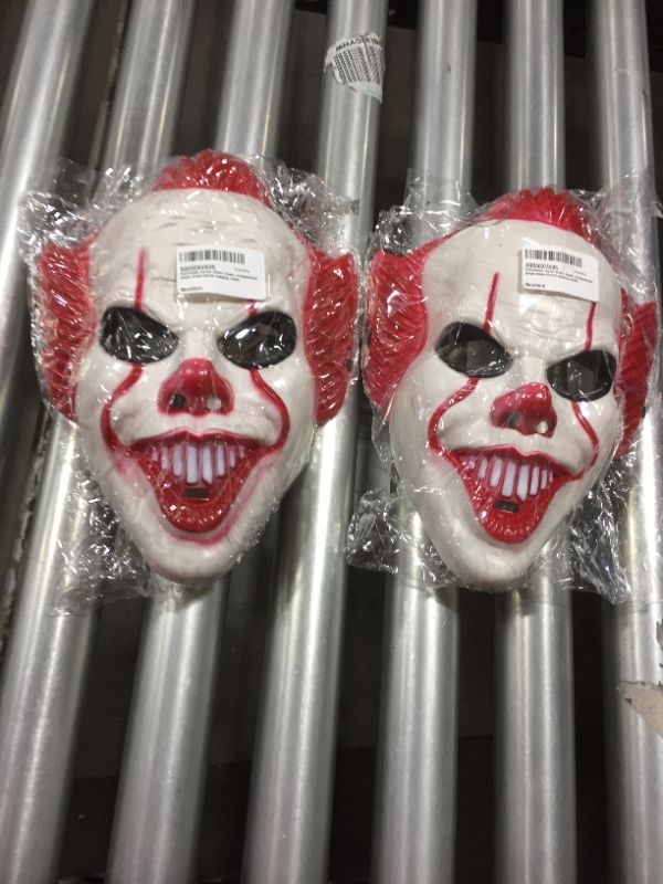 Photo 2 of 2021 Movie Stephen King's It Joker Pennywise Mask Full Face Horror Clown Cosplay Mask Halloween Party Costume Props-- 2PACK
