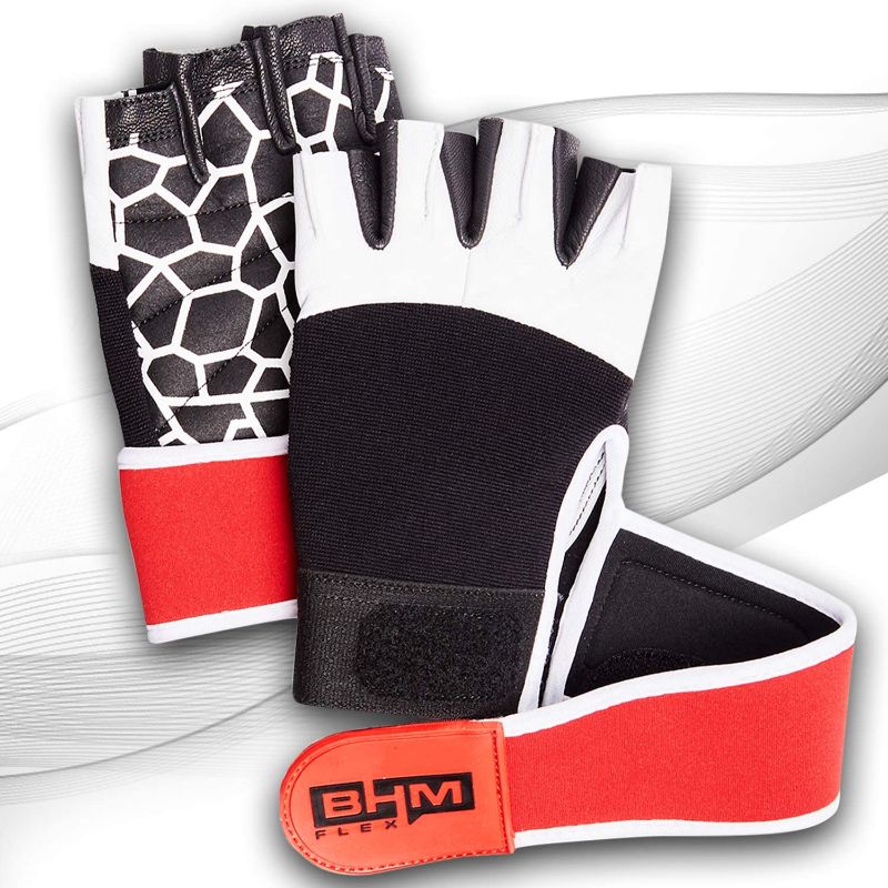 Photo 1 of Workout Gloves - Women/Men Lightweight Leather Gloves - Sports/Gym/Weightlifting/Cycling/Exercise/Training/ Wrist Wraps Glove - Support Equipment Full Palm Protection Power Grips… (White, Medium)
