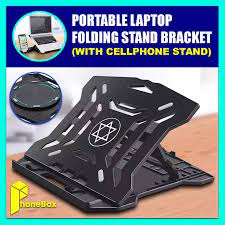 Photo 1 of N2 Laptop Stand Height Adjustment And Phone Holder for Mac Lenovo Laptop Notebook Cooling Pad Bracket Phone Stand (BLACK)
