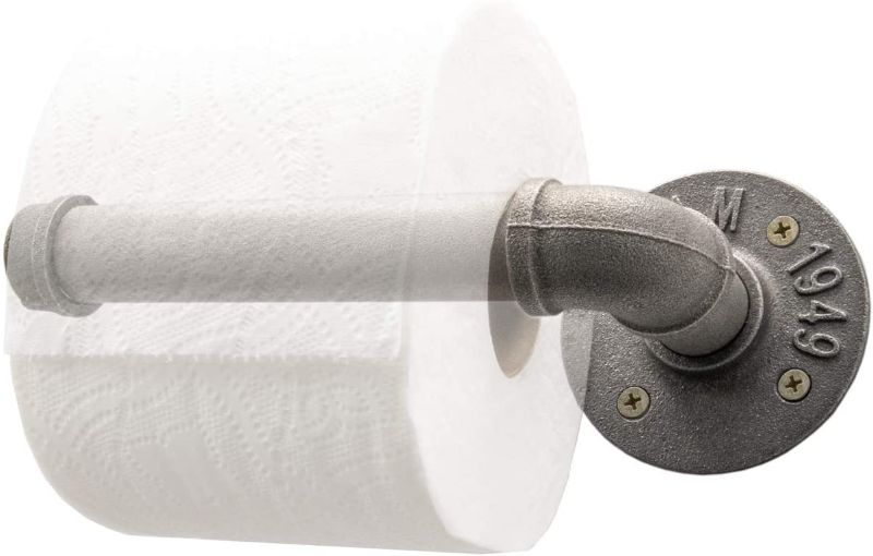 Photo 1 of Darvish & Saints Rustic Industrial Style Iron Pipe Toilet Paper Holder - Modern Retro Vintage Floating, Heavy Duty Wall Mount, Farmhouse Distressed, Towel Rack, Tissue Roll Bathroom
