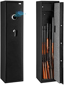 Photo 1 of Bonnlo Biometric Gun Safe for Home,Biometric Rifle Gun Safe for Rifle and Shortguns,Quick Access Fingerprint Gun Safe for Long Guns,Large 5 Gun Security Cabinet with Lockable Box for Handgun/Ammo
