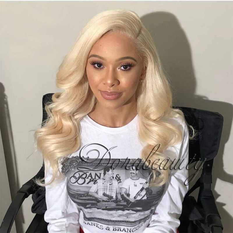 Photo 1 of Dorabeauty Blonde Lace Front Wig Human Hair for Black Women Brazilian Virgin Hair Wig #613 Body Wave 150% Full Density 16 Inch
