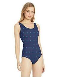 Photo 1 of Essentials Women's One Piece Coverage Swimsuit,, Blue Stars, Size X-Large ORau
