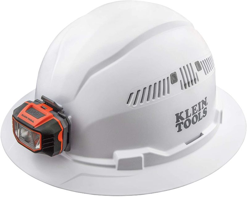 Photo 1 of Klein Tools 60407 Hard Hat, Vented Full Brim Style, Padded, Self-Wicking Odor-Resistant Sweatband, White