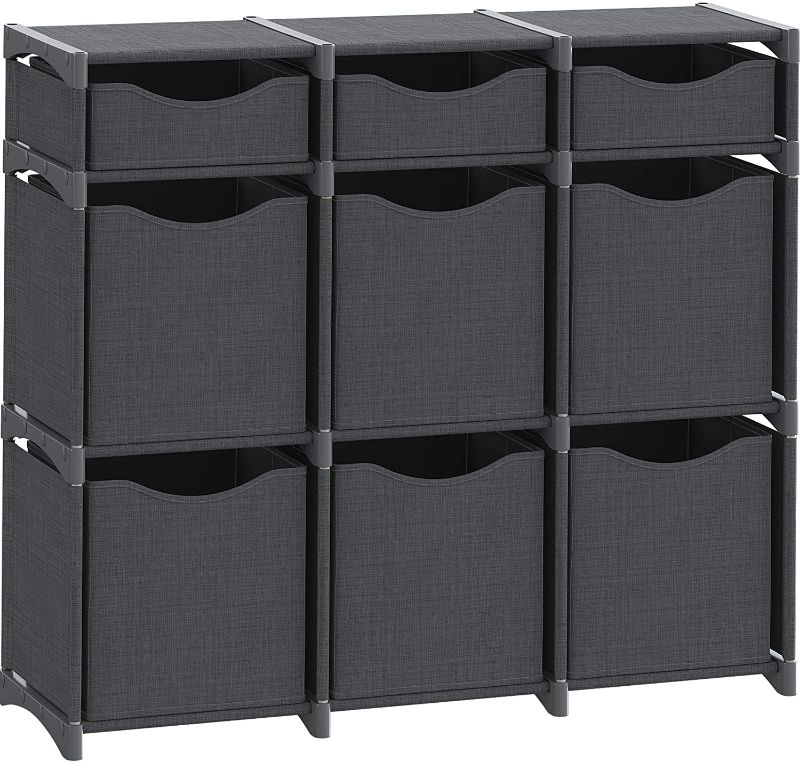 Photo 1 of 9 Cube Organizer | Set of Storage Cubes Included | DIY Closet Organizer Bins | Cube Organizers and Storage Shelves Unit | Closet Organizer for Bedroom, Playroom, Livingroom, Office, Dorm (Dark Grey)