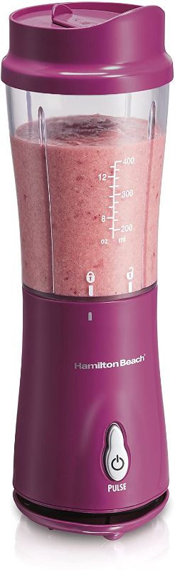 Photo 1 of Hamilton Beach Personal Blender for Shakes and Smoothies with BPA-Free Portable 14oz Travel Jars, 14 oz, Raspberry