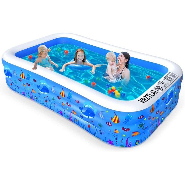 Photo 1 of VRZTLAI Inflatable Swimming Pool, Family Lounge Pool Kiddie Pool for Kids, Adult, Infant, Toddlers, Garden, Backyard, Outdoor Summer Water Party, Full Sized 120" X 72" X 22"