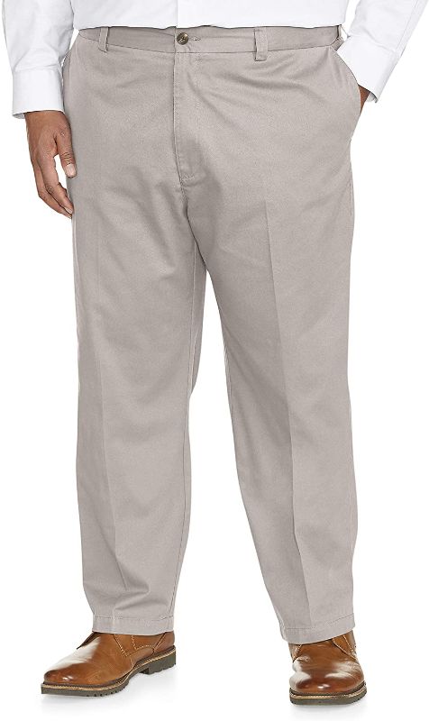 Photo 1 of Amazon Essentials Men's Big & Tall Loose-fit Wrinkle-Resistant Flat-Front Chino Pant fit 34w-32l