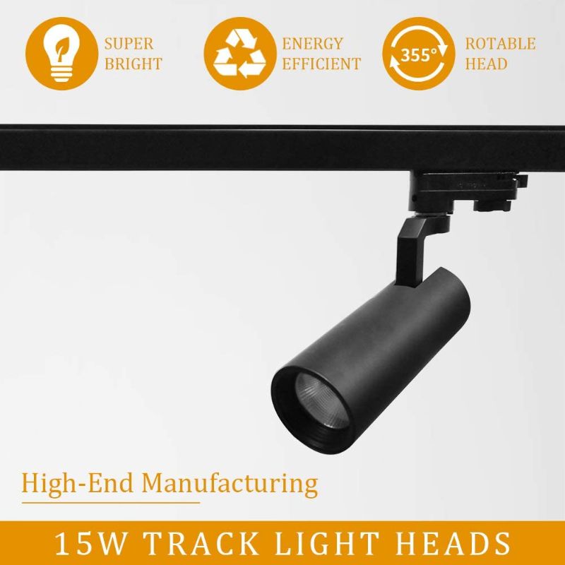 Photo 1 of UPO LED Track Lighting Kit, 6 Lights 1500lm/15w CRI90 4000K 24°Beam Angle, Adjustable Track Head Easy Installation, LED Bulbs Included, White
