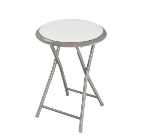 Photo 1 of 18 in. White Round Metal Heavy-Duty Padded Folding Bar Stool