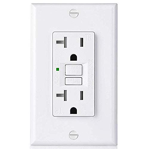 Photo 1 of BESTTEN GFCI Outlet Slim Tamper-Resistant (TR) GFI Duplex Receptacle with LED Indicator, 15-Amp 125-Volt, Auto-Test Ground Fault Circuit Interrupter with Decor Wall Plate, UL Listed, White
