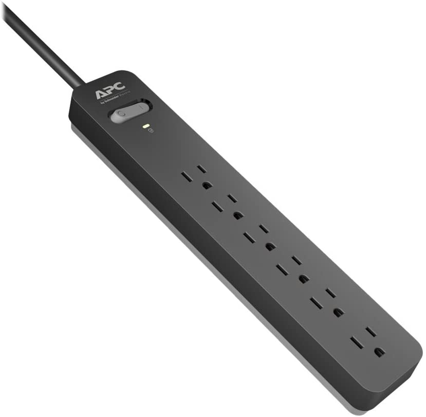 Photo 1 of APC Surge Protector Power Strip, APC Black Power Strip PE66, 1080 Joule, Flat Plug, 6 Outlet Power Strip
