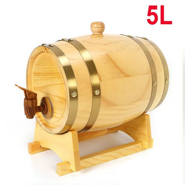 Photo 1 of 5L Vintage Wood Timber Wine Barrel Dispenser for Beer Brandy Tequila Whiskey Rum Port
