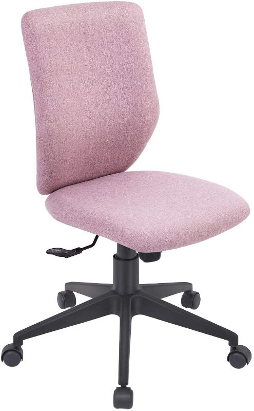 Photo 1 of Bowthy Armless Office Chair Ergonomic Computer Task Desk Chair Without Arms Mid Back Fabric Swivel Chair (Pink)
