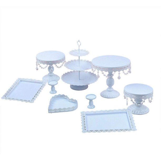 Photo 1 of Anqidi Cake Stands, Cupcake Stand Fruit Plate Cakes Desserts Snack Candy Buffet Display Tower with Pendants and Beads (9pc Set)
