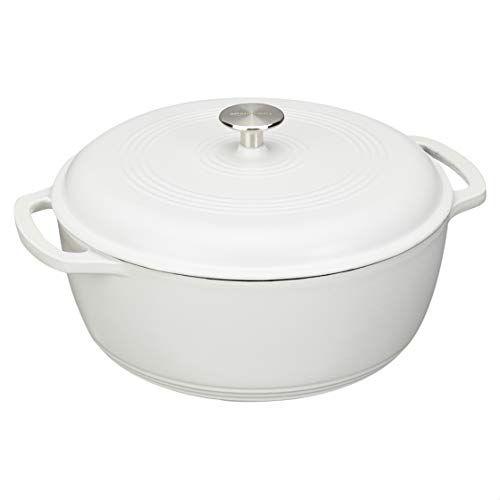 Photo 1 of Amazon Basics Enameled Cast Iron Covered Dutch Oven, 6-Quart, Matte White
