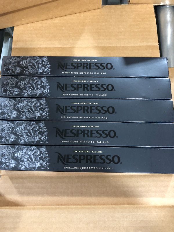 Photo 2 of Nespresso Capsules OriginalLine Ristretto Intenso Coffee Pods, Brews, Dark Roast Espresso Coffee, 50 Count (Pack of 5). 5 BOX BUNDLE. BEST BY 9/30/2021
