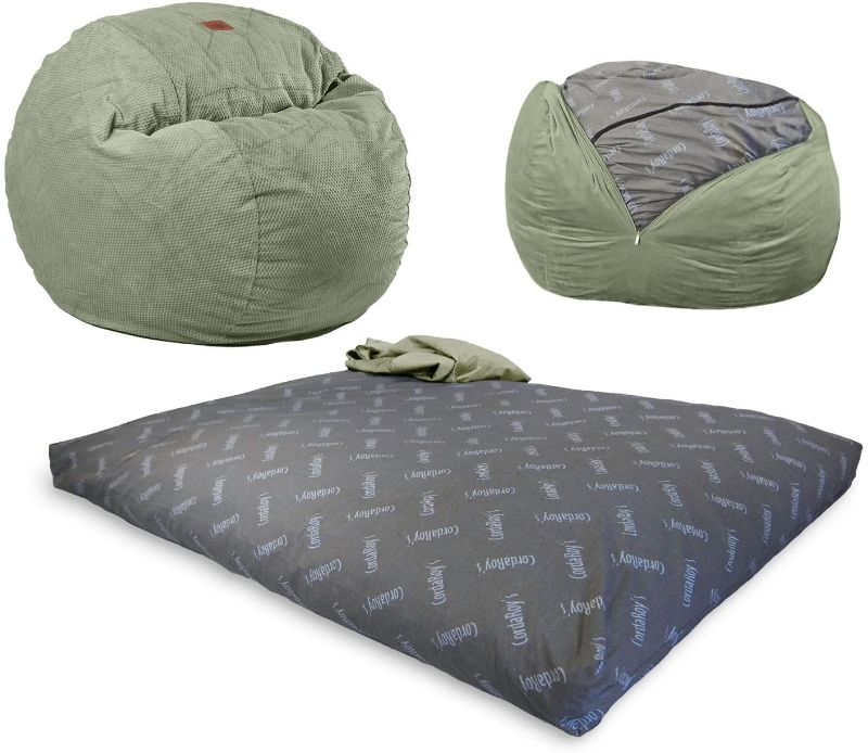 Photo 1 of CordaRoy's Chenille Bean Bag Chair, Convertible Chair Folds from Bean Bag to Bed, As Seen on Shark Tank, Moss - King Size