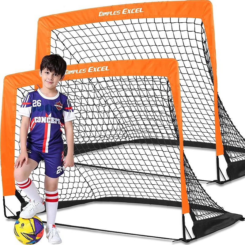 Photo 1 of Dimples Excel Soccer Goals Kids Soccer Net for Backyard 4'x3', 2 Set