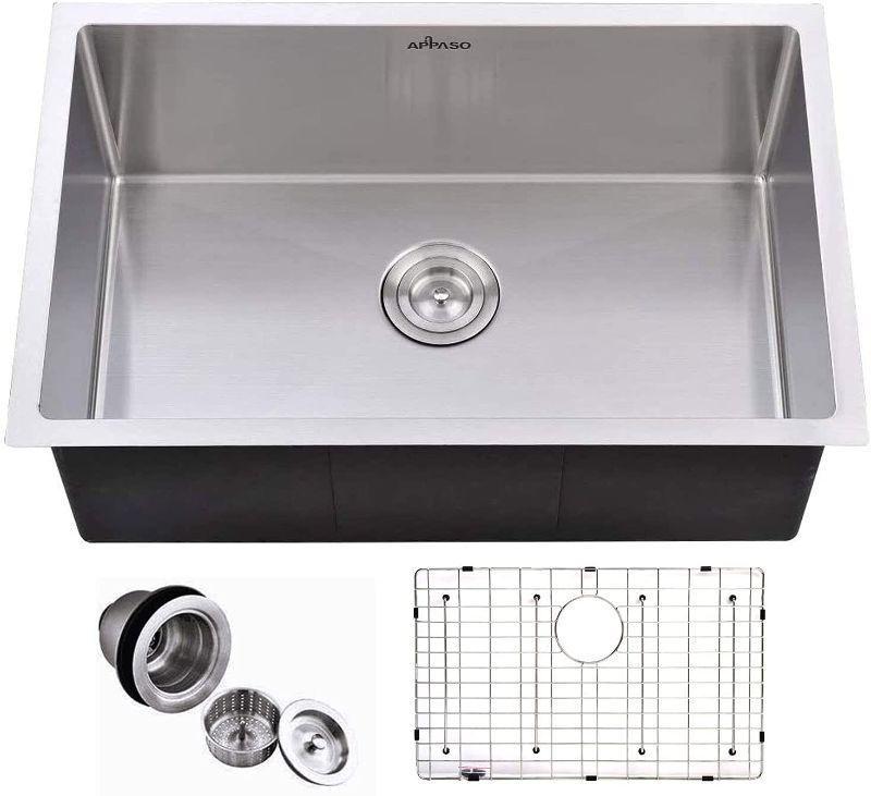 Photo 1 of APPASO 30-Inch Single Bowl Handmade Kitchen Sink Undermount, 18 Gauge Commercial Stainless Steel 10 inch Deep Large Drop-in Kitchen Sink, R301810