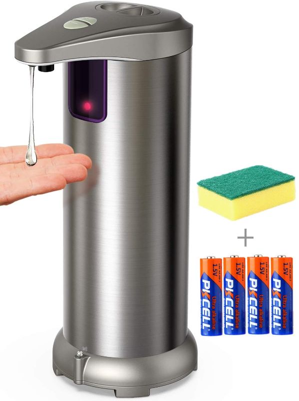 Photo 1 of Automatic Soap Dispenser, Apanage Soap Dispenser Equipped Stainless Steel w/Infrared Motion Sensor Upgraded Waterproof Base for Bathroom & Kitchen