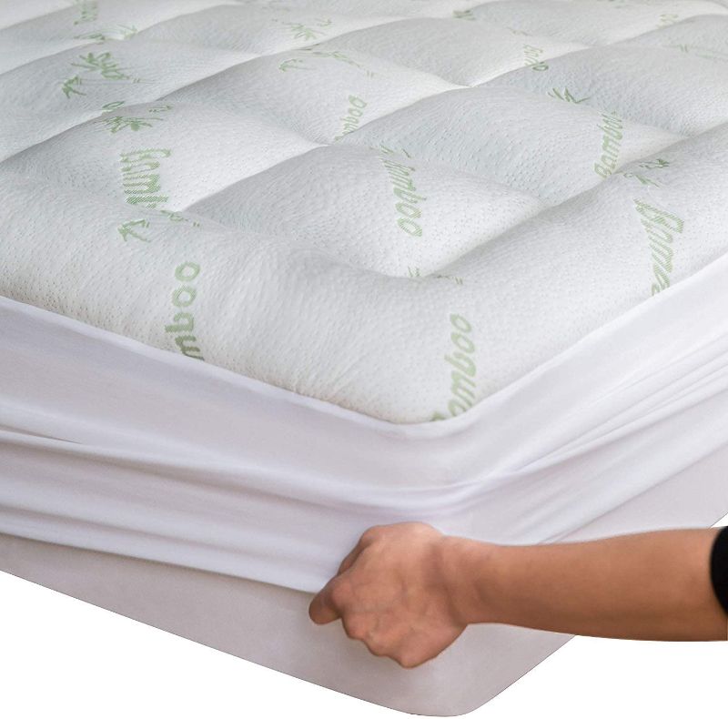 Photo 1 of Bamboo Mattress Topper Queen with Bonus Pillow Protector Cooling Pillow Top Mattress Pad Breathable Extra Plush Thick Fitted 8-21Inches Rayon Cooling Fabric Ultra Soft