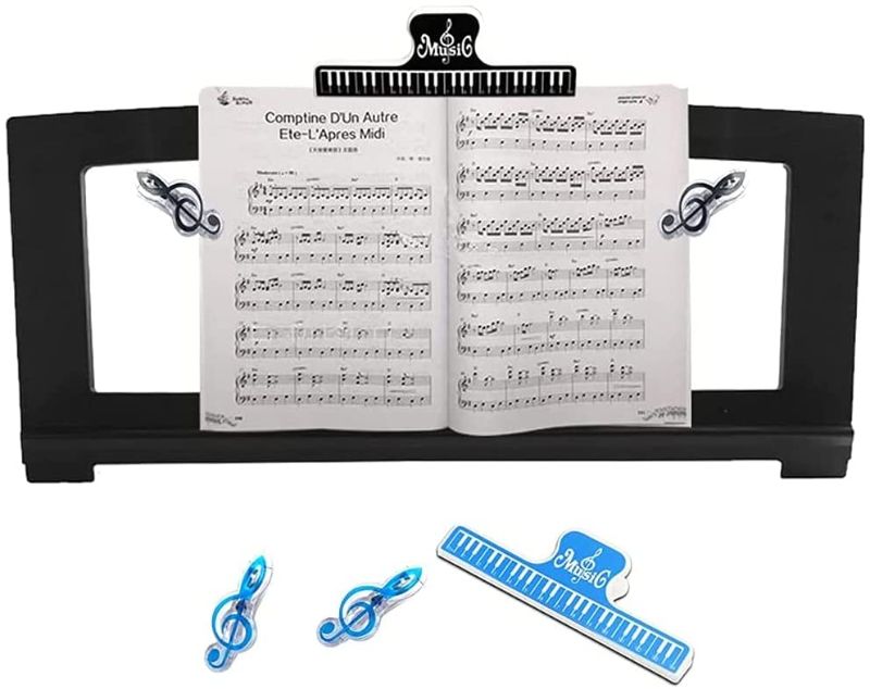 Photo 1 of ZBY Music Stand for Sheet Music, Yamaha Music Stand Compatible with Numerous Yamaha Models of Music Keyboard, Stable and Durable with 6 Music Book Clip (Black)