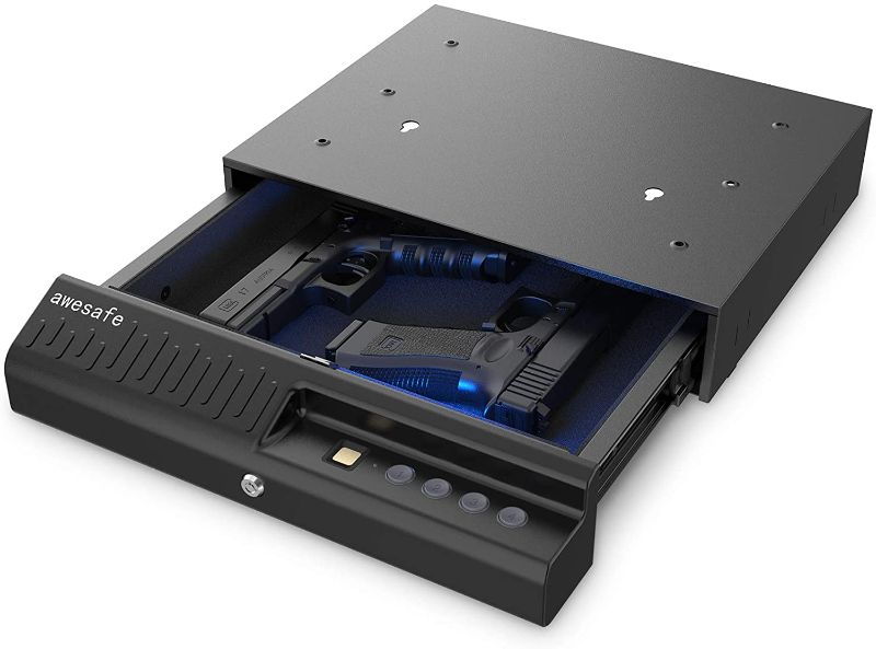 Photo 1 of awesafe Drawer-Style Gun Safe with Biometric Fingerprint Quick Access, Slide-Away Handgun Safe for Two Pistols