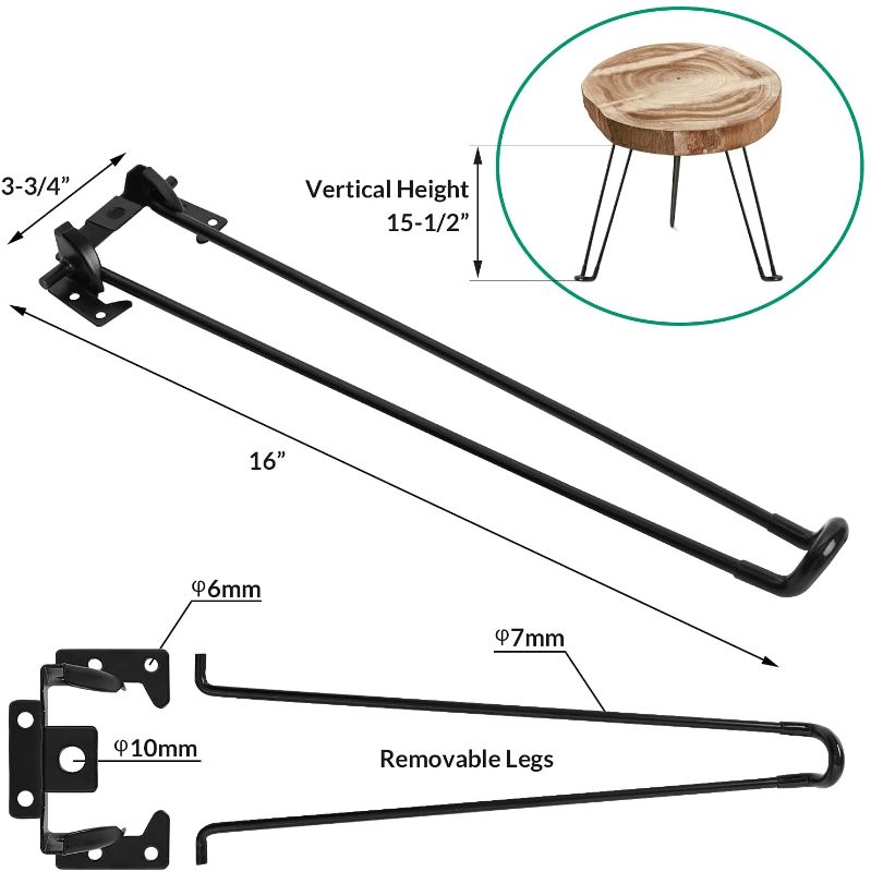 Photo 1 of 16" Metal Table Legs for Furniture Home DIY Projects